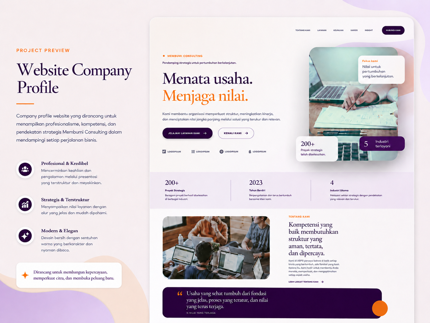 Membumi Consulting corporate website layout