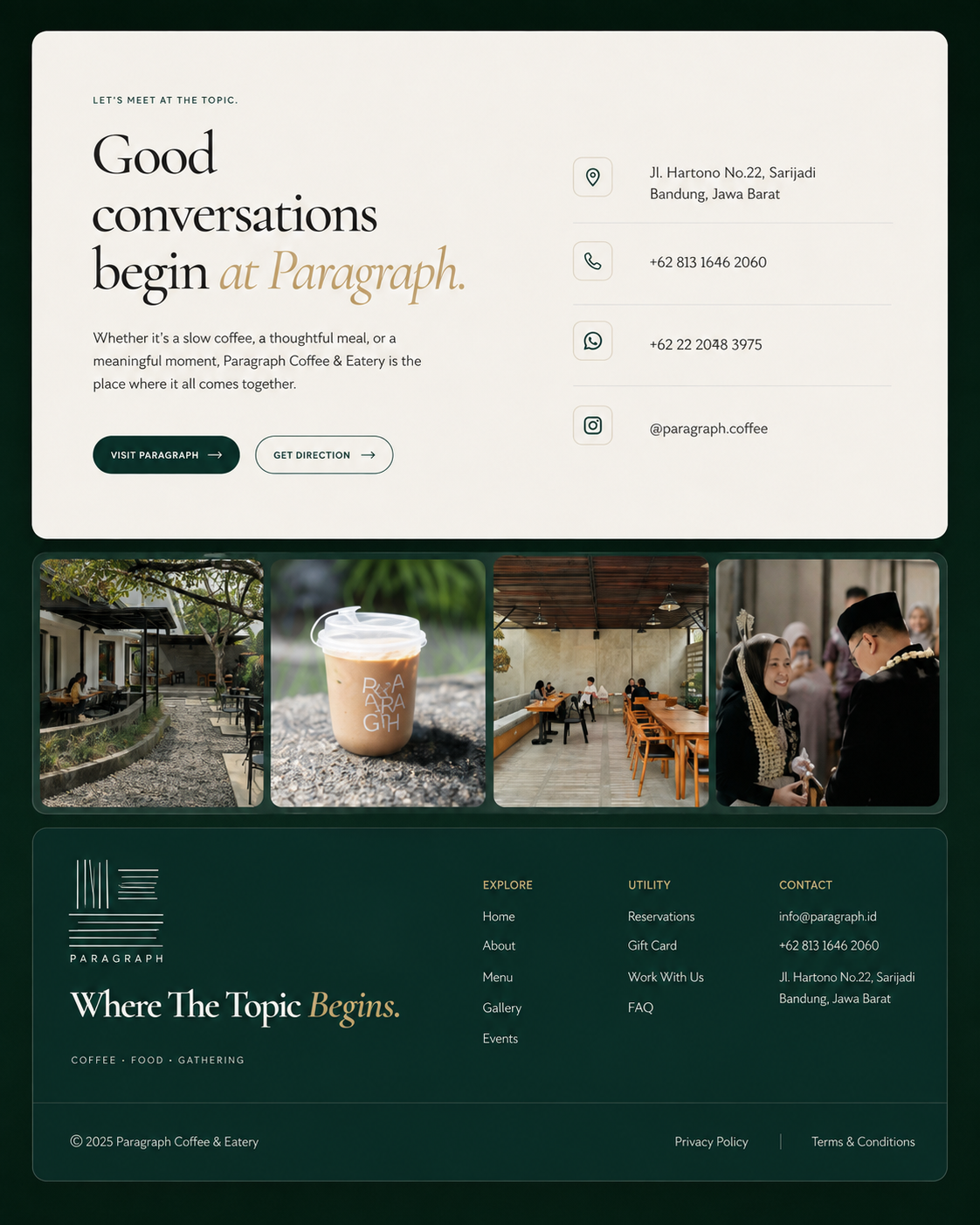Paragraph landing page storytelling section