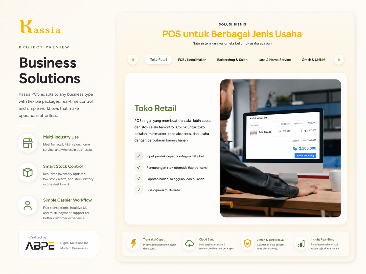 Kassia POS product interface by ABPE Works