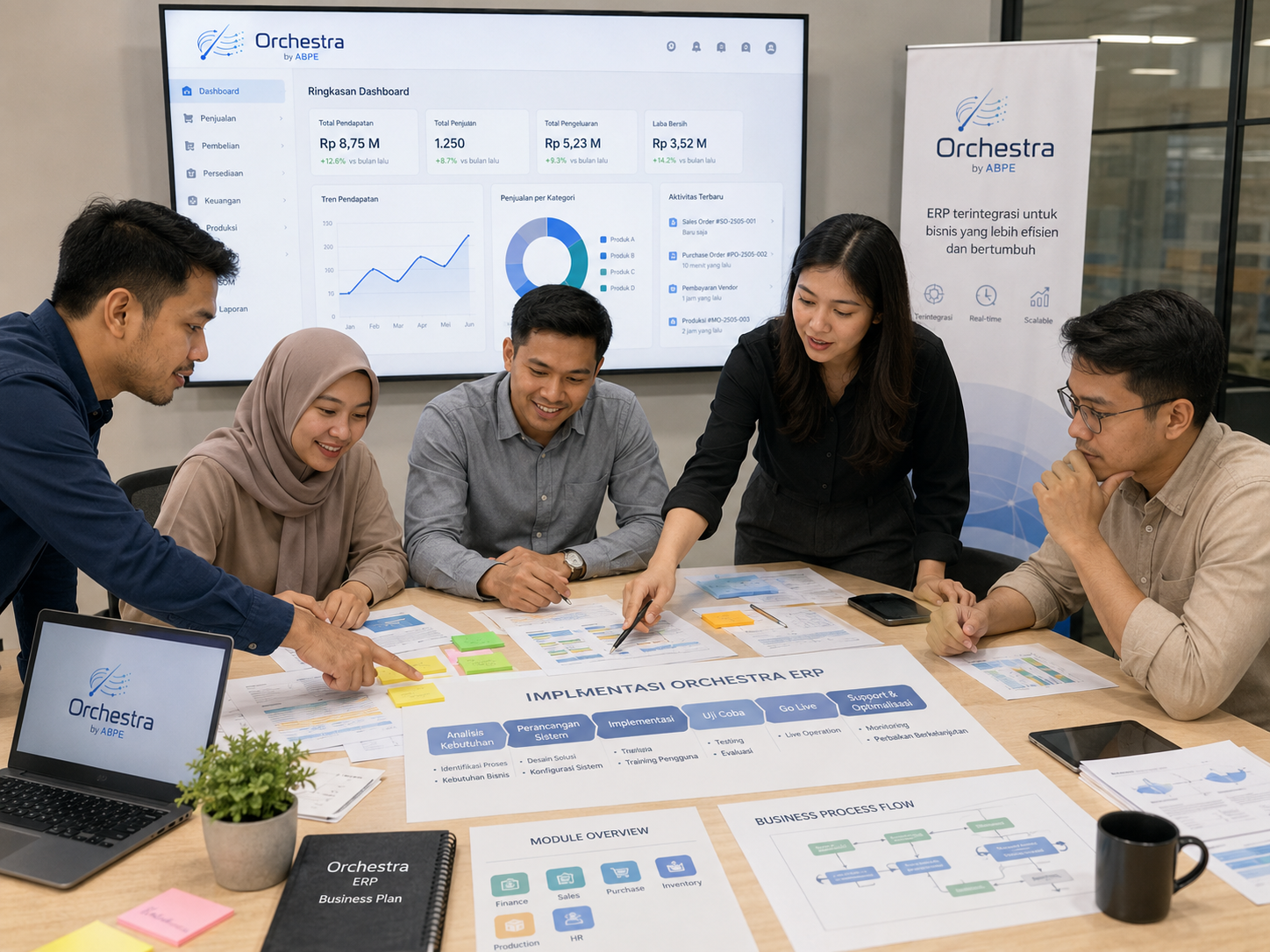 Manajemen melihat dashboard ERP